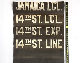1920s Vintage NYC Subway Station Mylar Roll - Black and White - Jamaica Local and 14th Street
