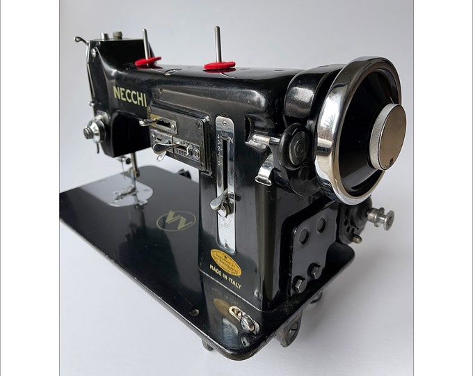Vintage WORKING Necchi Black Sewing Machine Classic Retro Design Made