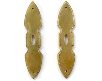 Two Antique French Provincial Door Keyhole Plates - Brass or Gold Metal - Free Shipping