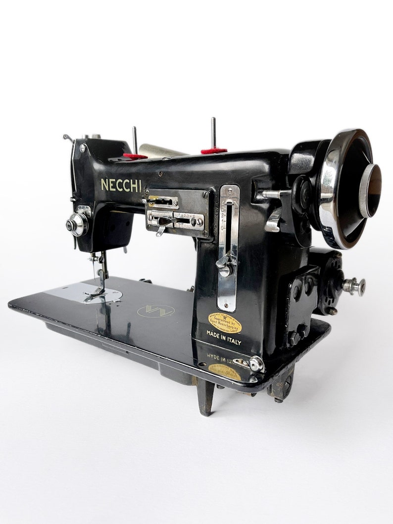 Vintage WORKING Necchi Black Sewing Machine Classic Retro Design Made