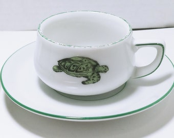 Thomas Lacroix Deutschland Schildkröte Teetasse und Untertasse Set / 4-teiliges Keramik-Tee-Set / Vintage Deutschland Sammlerstücke / Tasse und Untertasse Set