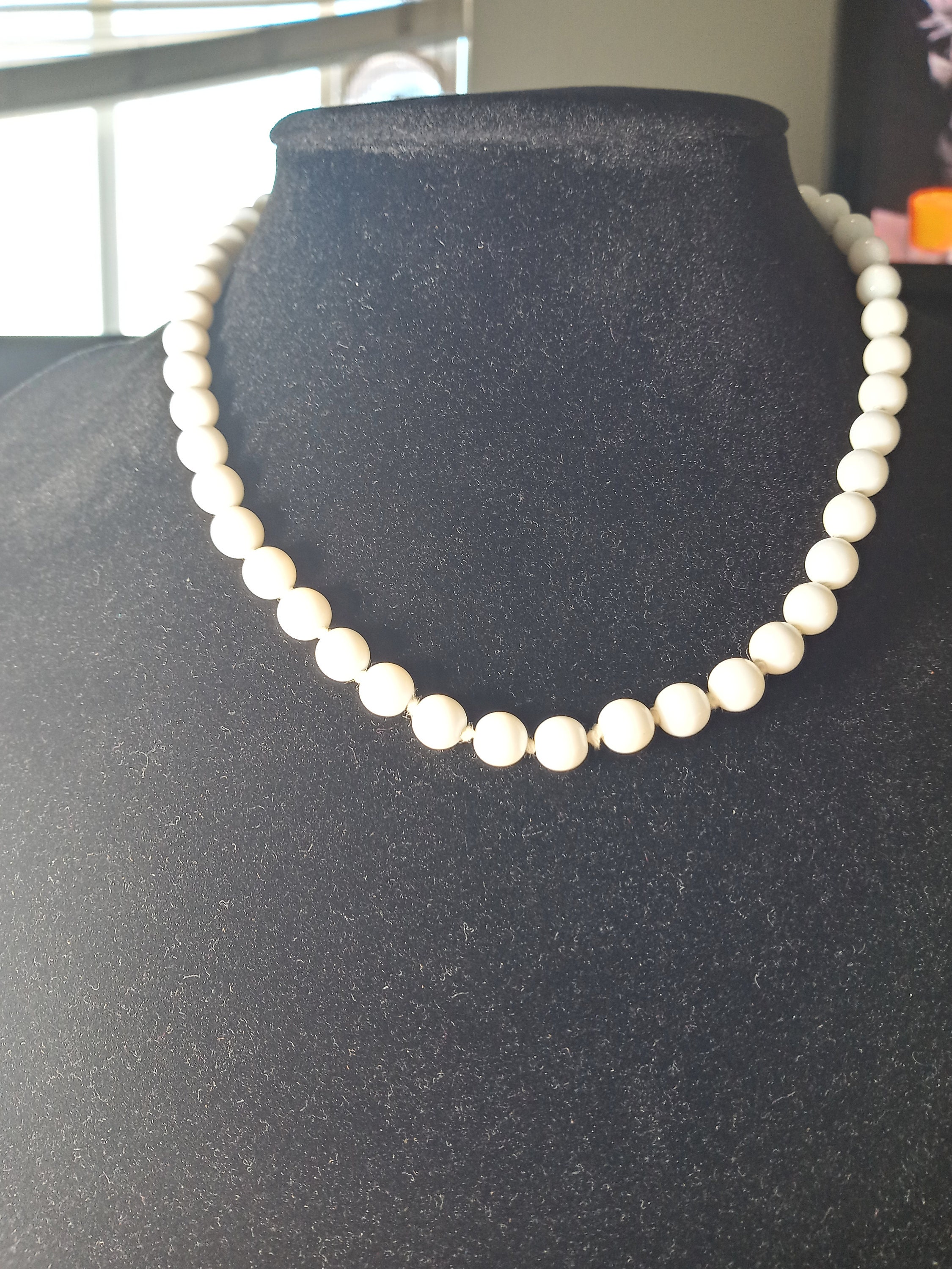 Vintage Milk Glass Bead Knotted Necklace / Light Beaded - Etsy Canada