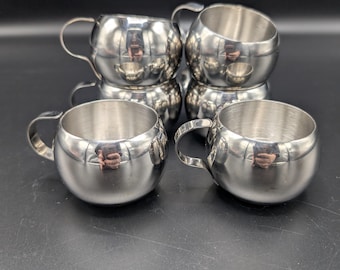 Stainless Steel Double Walled Espresso Cups, 6 Pc Set