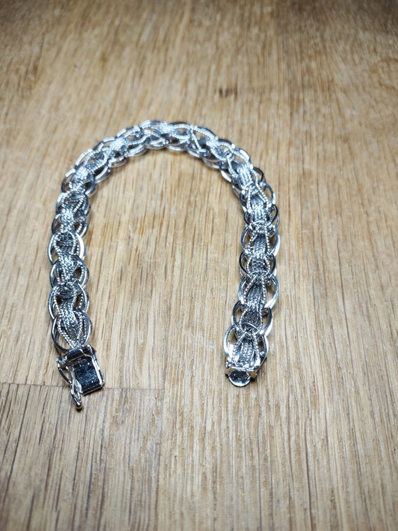 Sterling Silver Vintage Charm Chain Bracelet Tennis Bracelet