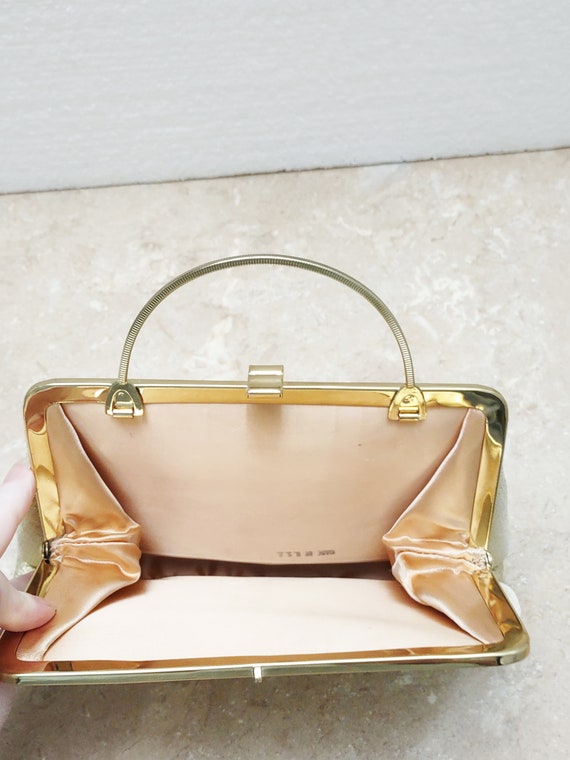 Gold Shimmer Clutch, Date Night Purse, Tuck Away … - image 3