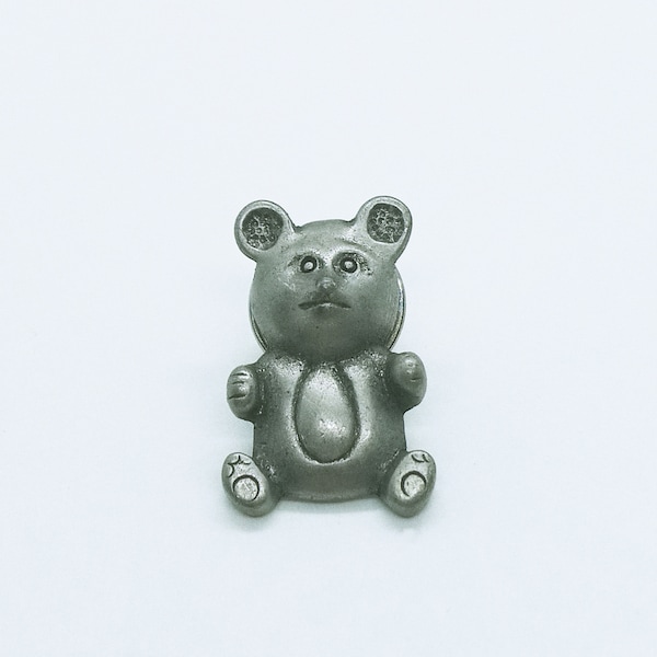 Ballou Silver Teddy Bear Brooch / Silver Colored Pewter Pin Brooch / Pewter Pin / Animal / Toy Pin / Detailed Bear