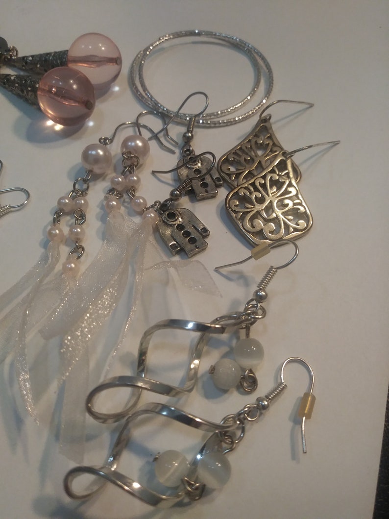 silver tone earrings various colors and shapes dangle earrings post earrings 12 pairs 90/'s earrings hoops jewelry lot