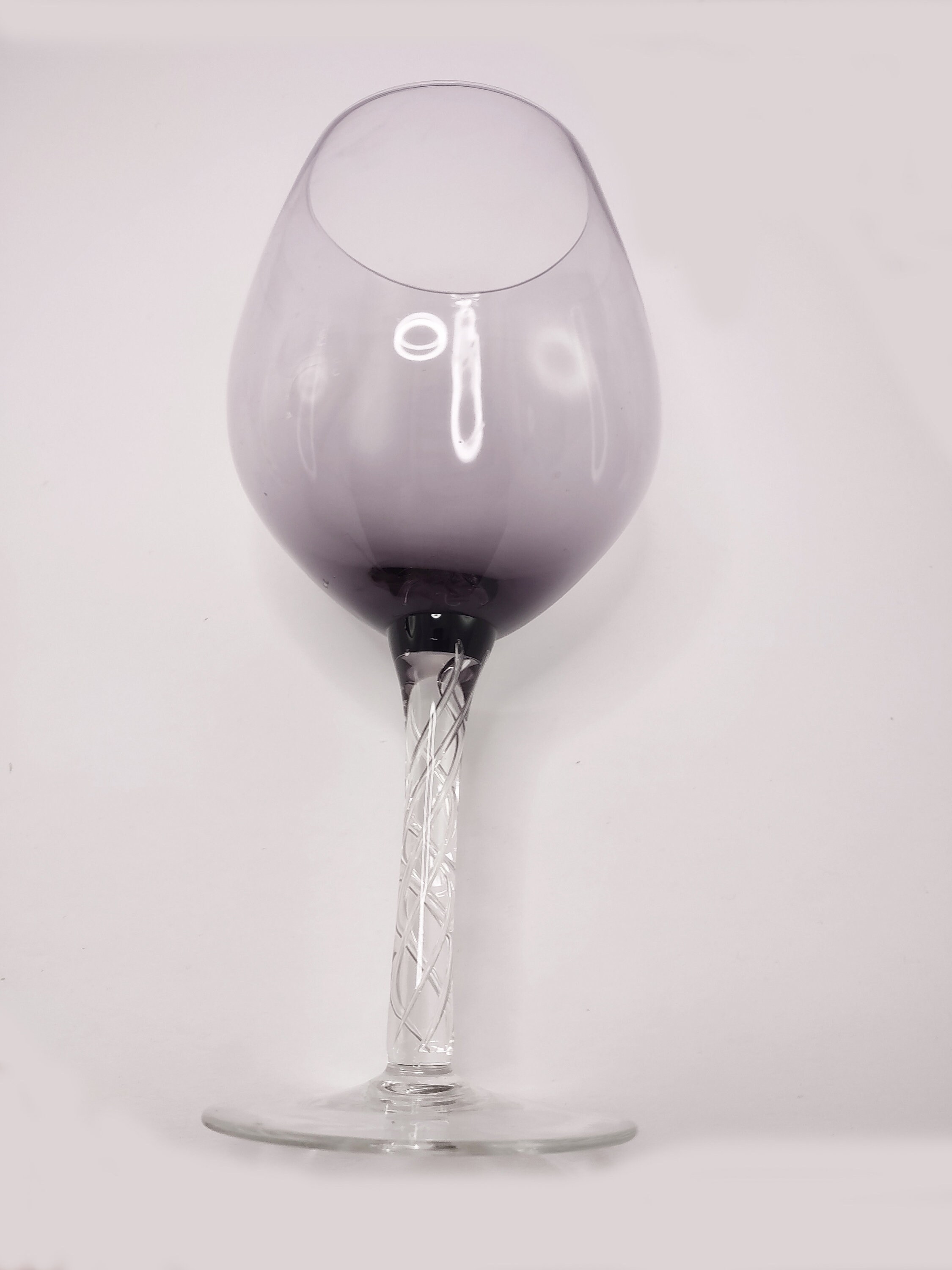 Purple Swirl Stem Art Glass Wine Glasses 3 Pack / Vintage Etsy