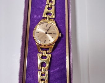 Vintage Vendome Ladies Wrist Watch in box, Vintage 17 Jewels Watch, Accessories, Gold, Linked