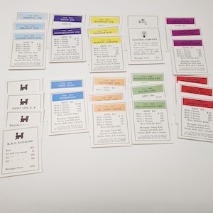 Jeu complet de cartes de propriété d'acte de remplacement de monopole 1985