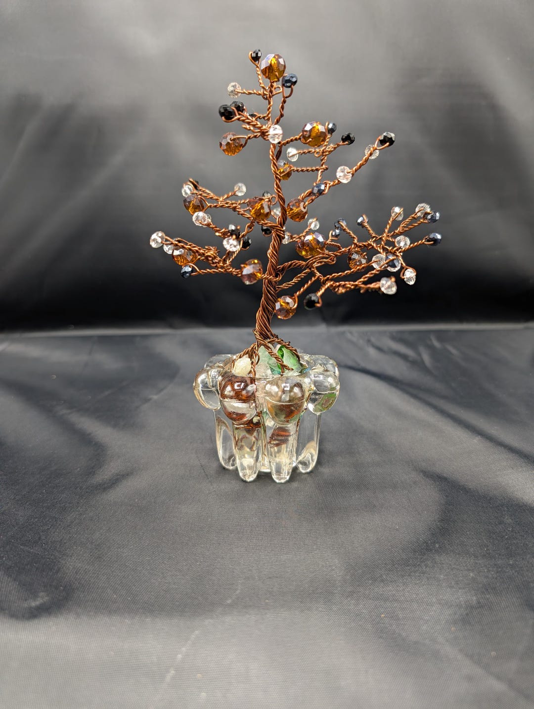 Beaded Tree of Life, Glass Faceted Crystal Hand Crafted Tree, Amber ...
