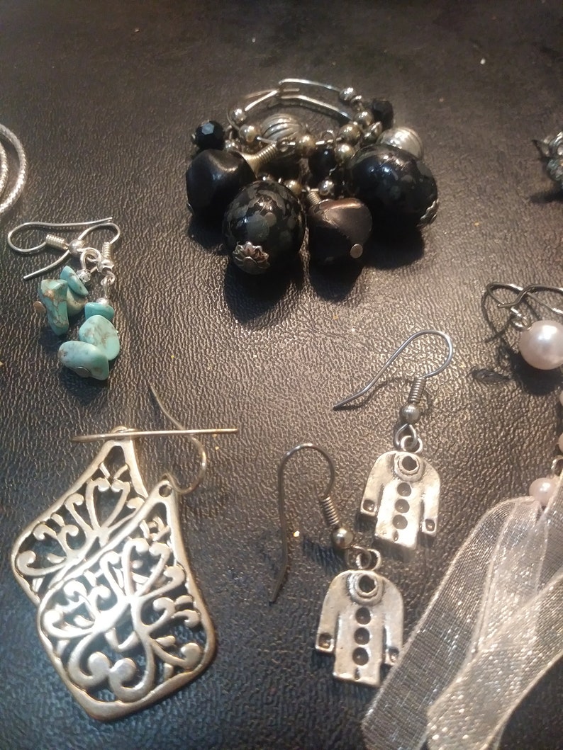silver tone earrings various colors and shapes dangle earrings post earrings 12 pairs 90/'s earrings hoops jewelry lot