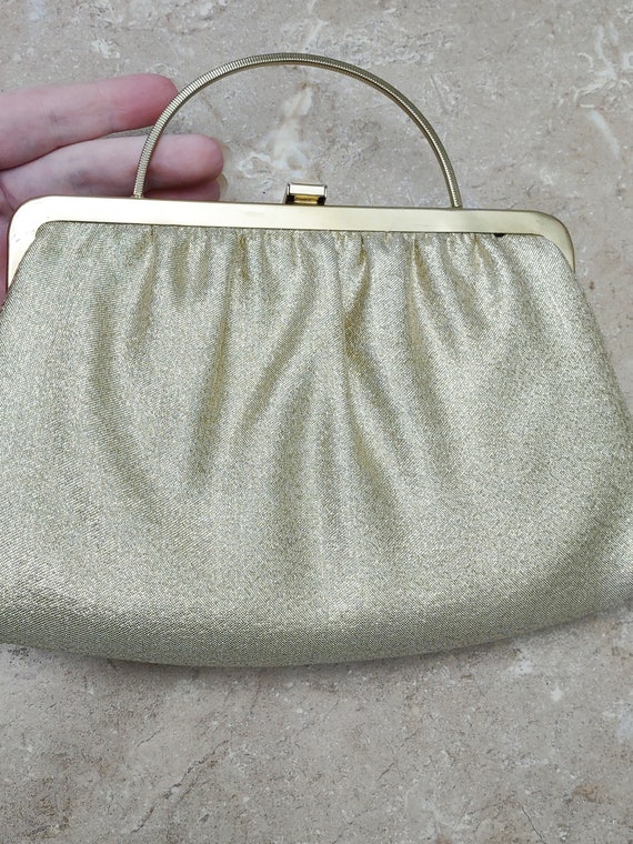 Gold Shimmer Clutch, Date Night Purse, Tuck Away … - image 6