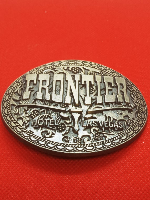 Vintage Frontier Hotel Las Vegas Bronze Belt Buckle /… - Gem