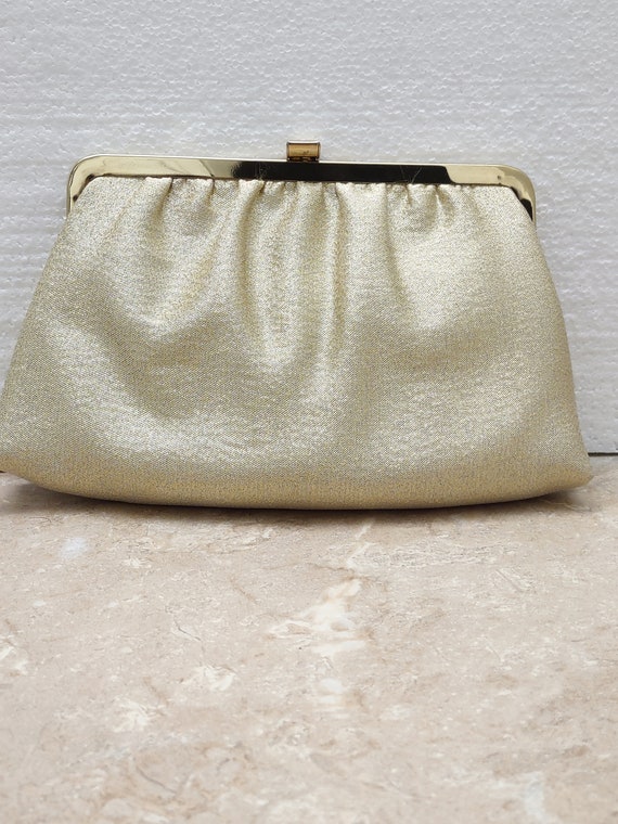Gold Shimmer Clutch, Date Night Purse, Tuck Away … - image 5