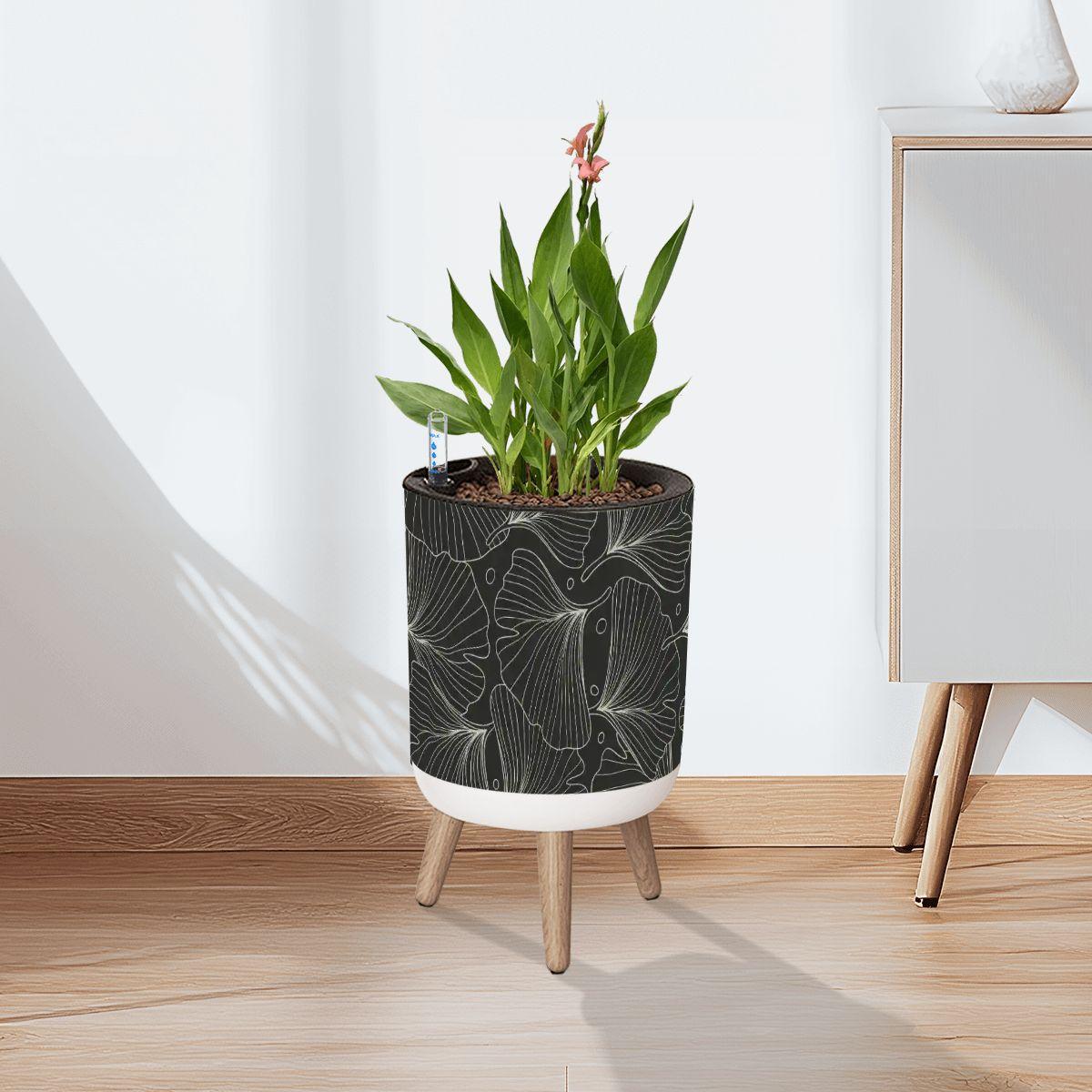 Discover Retro Ginkgo Leaves Planter with Wooden Legs