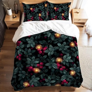 Mushroom Duvet Cover Set: Dark Cottagecore Botanical Bedding