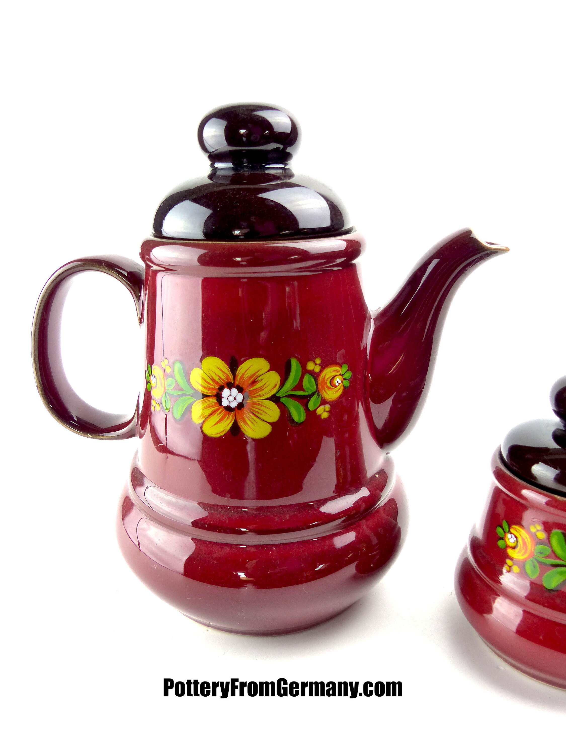 1960s Red Tea or Coffee POT by WINTERLING TABLEWARE Floral Etsy Canada