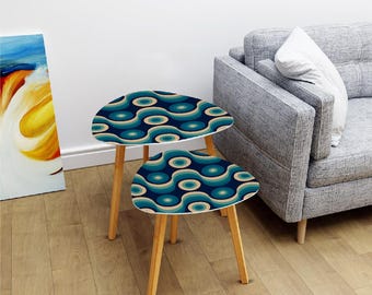 1970年代風のレトロなネストコーヒーテーブルセット（ブルー）：ミッド