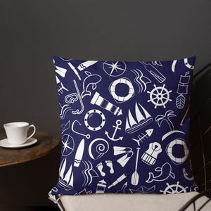 MARITIME BLUE WHITE Premium Pillow Coastal Home Decor Ocean Inspired Seaside Living Sailor Style Home Decor Gift