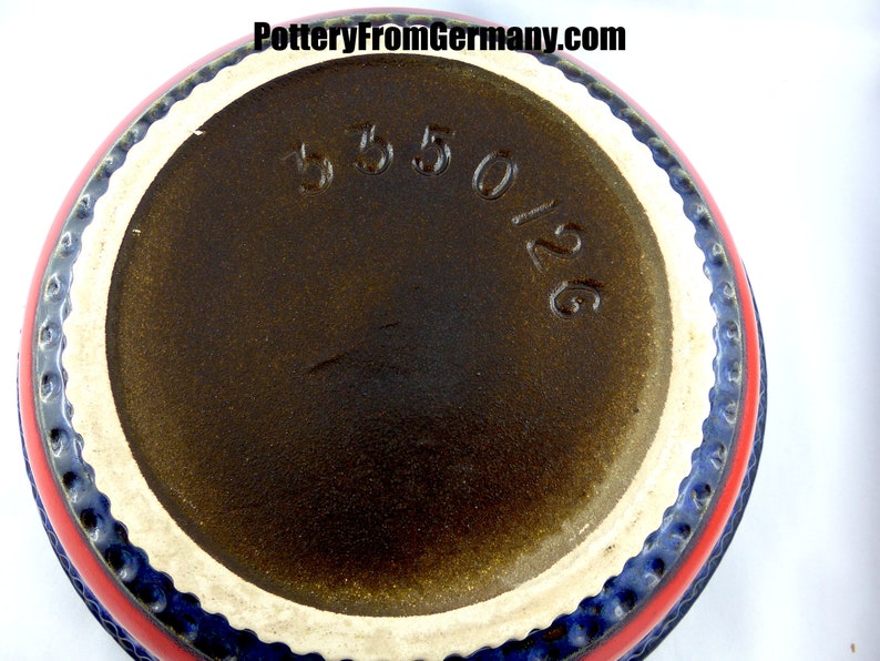 D\u00dcMLER BREIDEN BOWL 335026 blue red rare vintage Pottery Westgermany mid century fat lava plate fruit snack bowl ceramics collectors gift