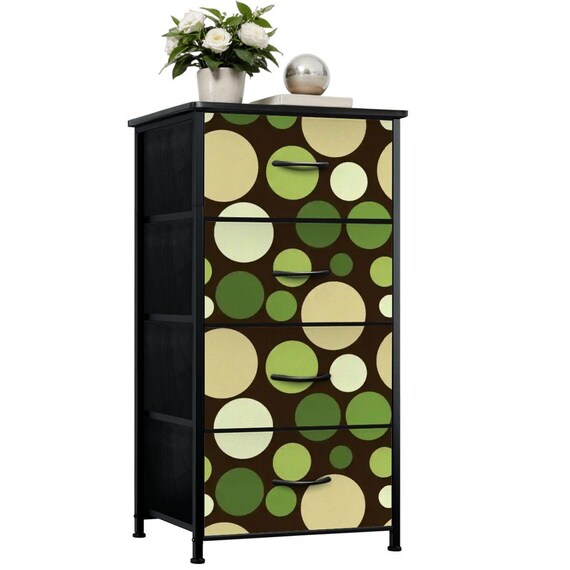Green Beige Bubble Pattern 70s Retro Dresser: Fabric Storage Cabinet With  Steel Frame - Etsy