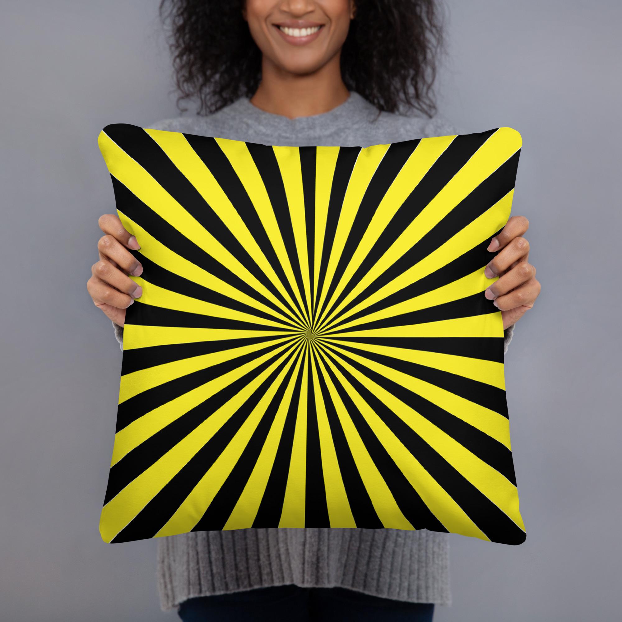 レトロサンバースト枕：60年代のイエローブラックレイ、ミッド