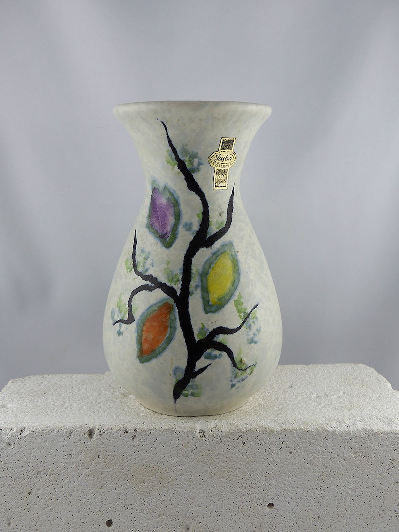 LOVELY JASBA VASE 581-16 Westgerman Pottery housewarming gift floral tree pattern mid-century ceramics fat lava vintage 60s home decor