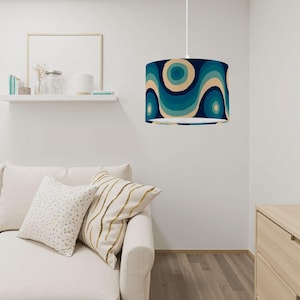 70s Retro Drum Chandelier: Mid-Century Modern Pendant Light