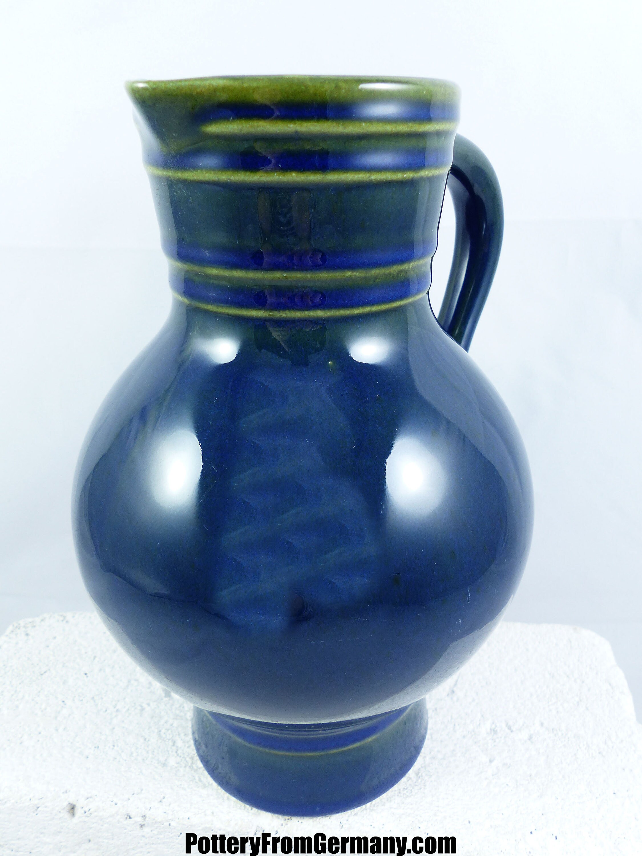 Shiny Ocean BLUE and Yellow PITCHER VASE Form No. 3083 Etsy UK
