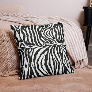 ZEBRA DESIGN Premium PILLOW Animal Print Home Decor Gift Black White Cushion