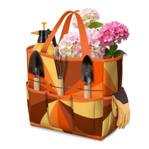 レトロな70年代風ガーデンツールキャリートートバッグ – ポケット付きの丈夫なガーデニングオーガナイザー