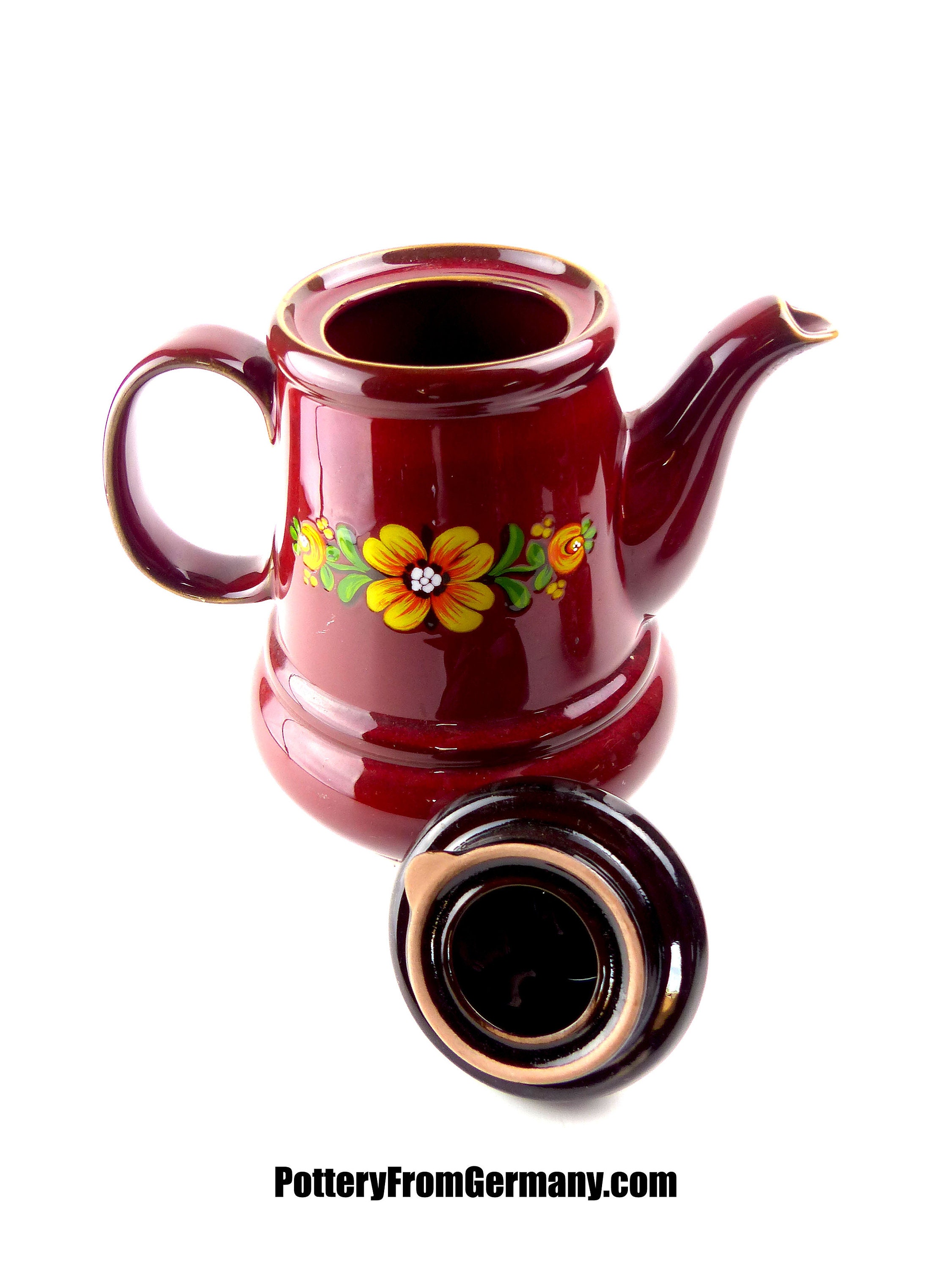 1960s Red Tea or Coffee POT by WINTERLING TABLEWARE Floral Etsy Canada