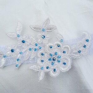 Something Blue Wedding Garter, Glass Beaded Lace Wedding Garter Set, Ivory Lace Garter Set, Wedding Garter Set, Bridal Garter Belt