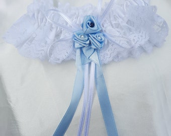Something Blue Wedding Garter, Lace Garter Wedding, White Lace Garter, Wedding Garter, Bridal Garter Belt