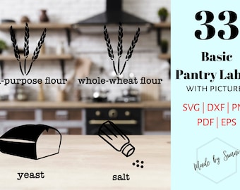 Pantry labels SVG Basic Bundle, Kitchen Labels SVG, Picture Pantry Labels SVG