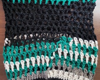 Green-black crocheted produce bag