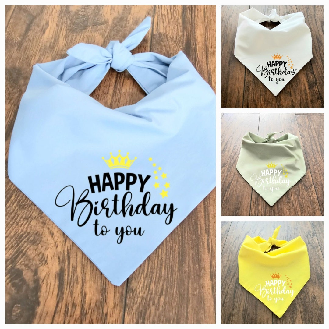 Happy Birthday Dog Bandana. Dog Gift. Tie on Dog Bandana. Pet Bandana