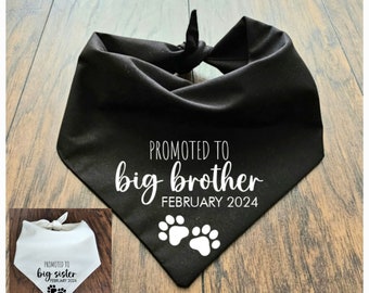 Promoted to Big Brother/Sister Dog Bandana: Cotton Tie-On Pet Gift