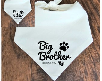 Big Brother/Sister Dog Bandana: Cotton Tie-On Pet Gift