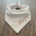 Khaki & Blue with White Seersucker Stripe Dog Bandana. Tie on Dog Bandana. Personalization Dog Bandana.Embroidery Dog Bandana.-2Colors