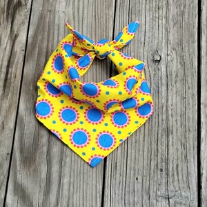 Blue Sun Dog Bandana: Handmade Cotton Dog Neckwear