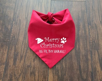 Christmas Dog Bandana. Tie on Dog Bandana. Red, Green Dog Bandana. Pet Bandana.