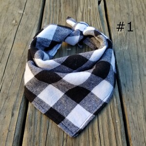 Handmade Black and White Plaid Dog Bandana