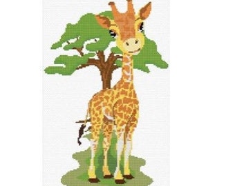 Giraffe With Tree Cross Stitch Pattern PDF Pattern Digital Download Animal Cross Stitch Modern Cross Stitch Gift For Her April The Giraffe