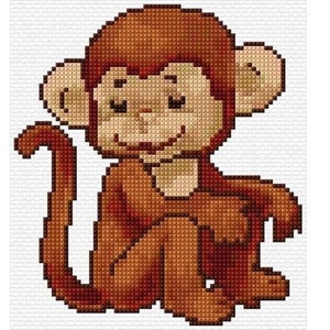 Cute Monkey Cross Stitch Pattern PDF Pattern Digital Download Counted Cross Stitch Zoo Animals Primate DMC Colours 14ct