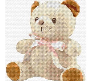 Teddy Bear Cross Stitch Patter PDF Pattern Digital Download Counted Cross Stitch White Bear Animal Cross Stitch Modern Cross Stitch