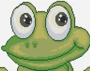 Frog Cross Stitch Pattern PDF Pattern Digital Download Counted Cross Stitch Pond Animal Wildlife Cross Stitch Modern 14ct Water Animal