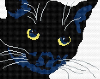 Black Cat Cross Stitch Pattern PDF Pattern Digital Download Modern Cross Stitch Animal Cross Stitch Kitten Cross Stitch Feline Pattern