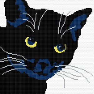 Black Cat Cross Stitch Pattern PDF Pattern Digital Download Modern Cross Stitch Animal Cross Stitch Kitten Cross Stitch Feline Pattern